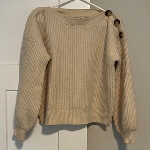 Madewell Cream Button-Accent Sweater